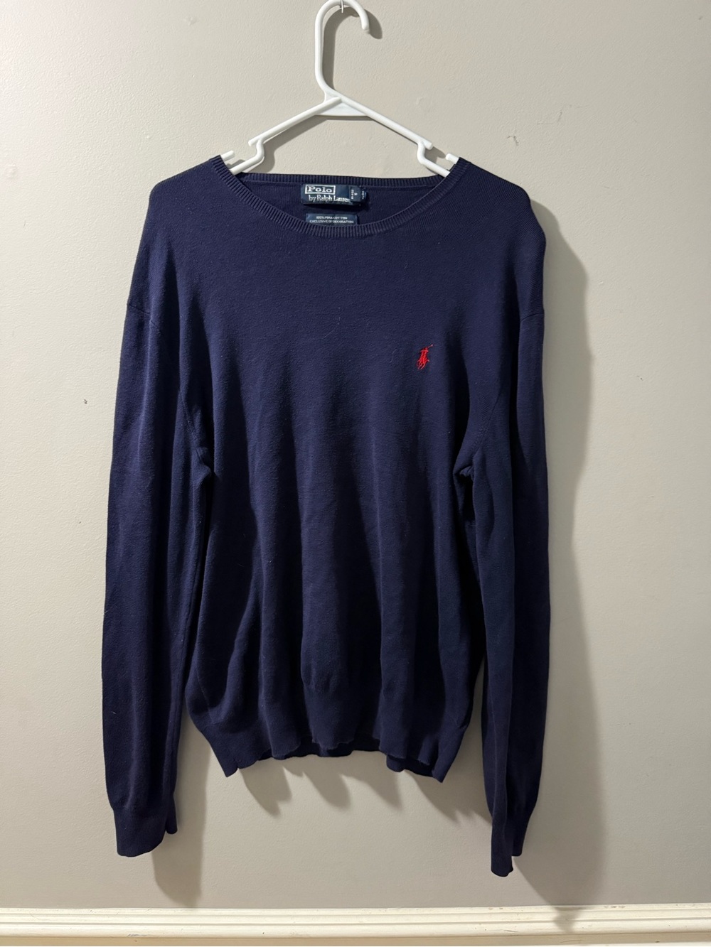 Polo by Ralph Lauren Navy Crewneck Sweater with Red Pony